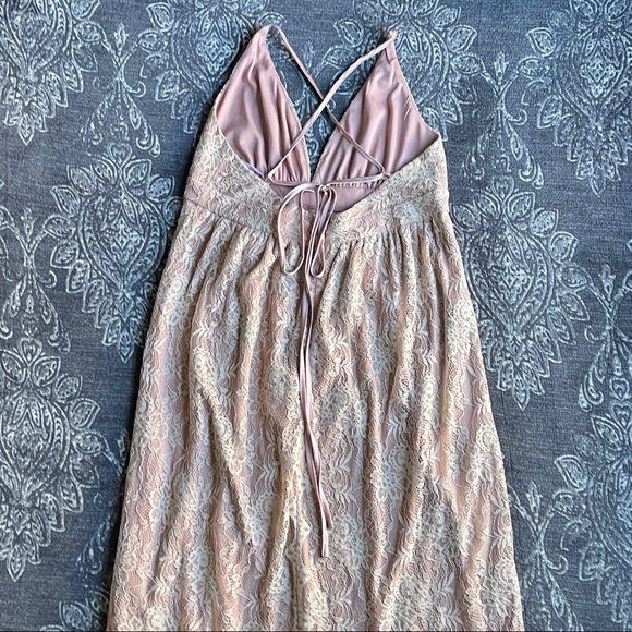 Lulus Stolen Moments Dusty Pink Lace-Up Lace Maxi Dress Size XL - Picture 13 of 14